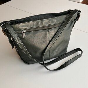 BOSS Green Leather Crossbody Shoulder Handbag Purse, Adjustable Strap